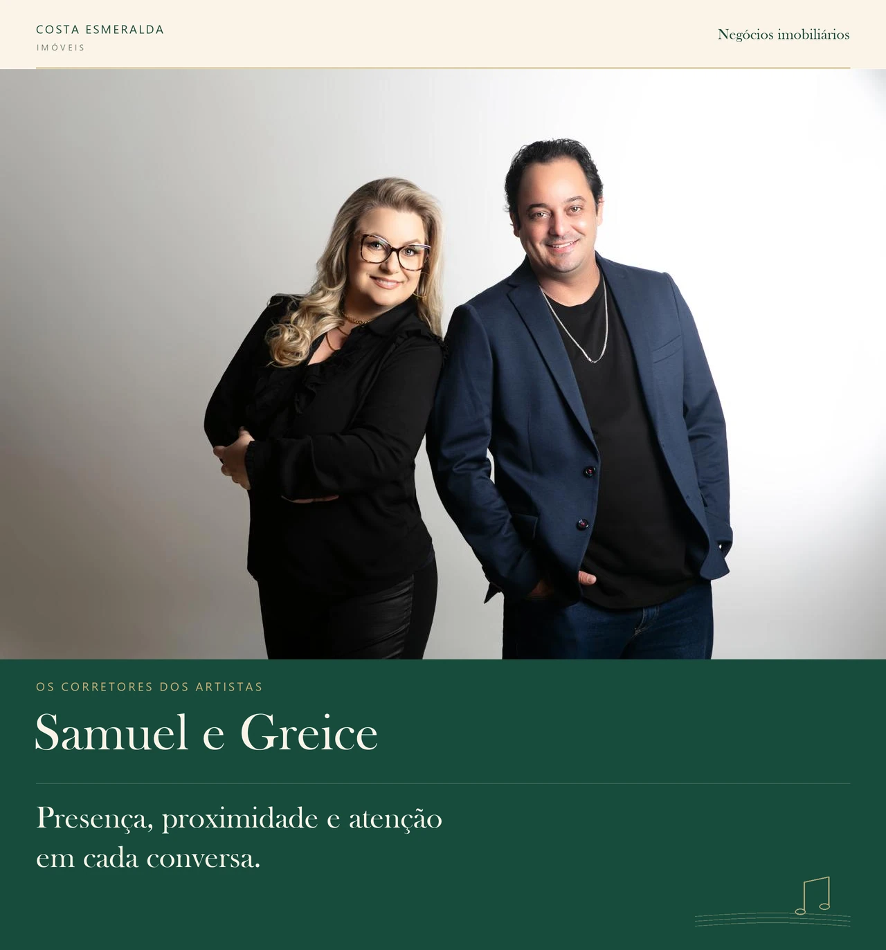 Samuel e Greice, equipe da Costa Esmeralda Imóveis